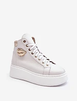 Dámské vysoké tenisky na zip Lemar bílé Katerin