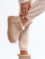 Modní semišové nízké sněhule jasně béžové Nucca