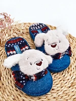 Dětské pantofle s tlustou podrážkou a medvídkem modré Dasca