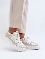 Dámské kožené sportovní boty na platformě M01/1 Zazoo světle béžové