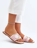 Lesklé Dámské Žabky S Ozdobou Růžové Taleci