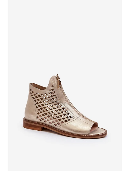 Kožené Sandály Na Zip Zlaté model 21651385 - Zazoo