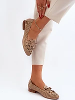 Dámské lodičky s mašlí v béžové barvě Nestavia