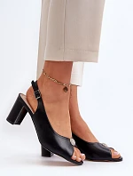 Elegantní Sandály Na Podpatku S Ozdobou Černé Trasea