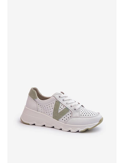 Dámské kožené lehké sportovní boty béžové model 21655443 - VINCEZA