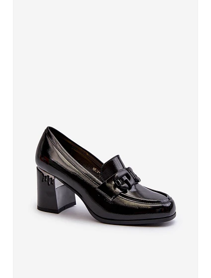 Dámské lakované lodičky na podpatku černé D&A model 21655956 - S.Barski