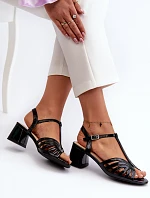 Lakýrované dámské sandály na podpatku Sergio Leone SK880 černé