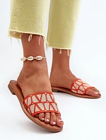 Dámské sandály na ploché podrážce oranžové Traivea