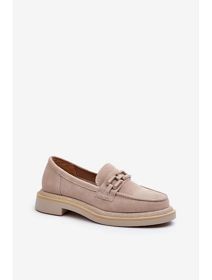 Semišové dámské mokasíny model 21660160 Béžová - S.Barski