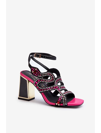 Ozdobené Dámské Sandály Na Podpatku D&A model 21660322 Černé - S.Barski