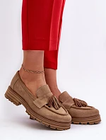 Zazoo 3469 Dámské semišové mokasíny s řasami béžové