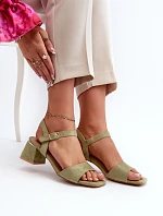 Dámské Sandály na Podpatku z Ekologického Semiše Zelené Leisha