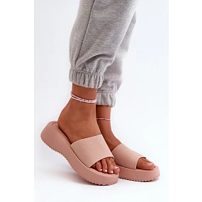 Dámské sandály na platformě a klínu růžové Vimarils