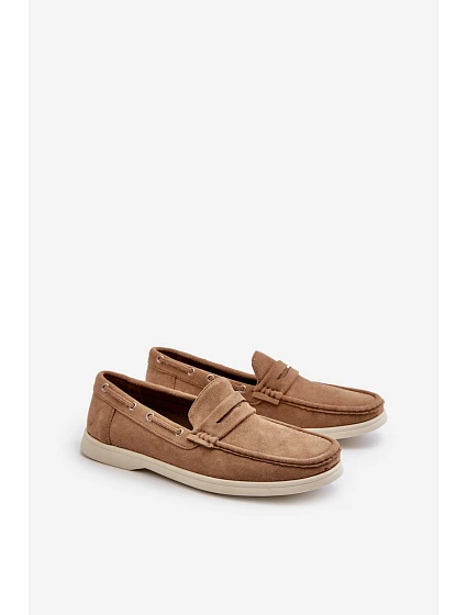 Mužské mokasíny z ekologického semiše béžové model 21666698 - EVENTO