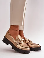 Dámské kožené mokasíny s ozdobou CheBello 4369 béžové