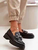 Dámské Kožené Mokasíny S Dekorací Černé CheBello 4369