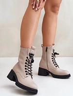 Zateplené dámské botky z přírodní kůže Béžové Vinceza 66671