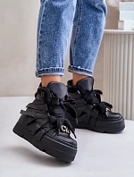 Kožené Dámské Sneakersy Na Masivní Platformě CheBello 4561 Černé