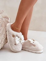 Hřejivé Pantofle S Mašlí A Připínáčky Bílé Annalira