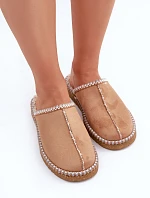 Pohodlná domácí obuv pantofle s výšivkou dámské Inblu FX000021 Camel