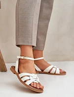 Kožené Dámské Sandály Na Plochém Podpatku Zazoo 3688 Ecru