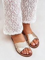 Kožené dámské pantofle Lewski Shoes 3682 zlaté