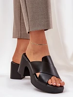 Lehké sandály na podpatku z eko kůže černé Kacaria
