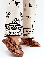 Ploché Sandály S Dekorací Pantera Hnědé Haliones