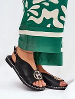 Ploché Elegantní Sandály S Dekorací Černé Iseliria