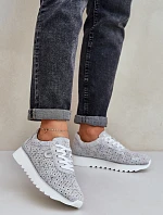 Semišové Vzorované Sportovní Boty Na Platformě S Leskem D&A LR51-635 Stříbrné