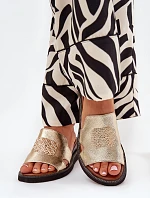 Dámské Klapky Na Klínu Eko Kůže Se Zdobením Zlaté Sarela