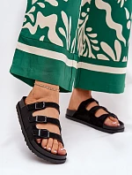 Dámské Pantofle S Pásky A Přezkami Černé Uliri