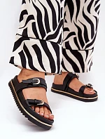 Dámské Klapky Hladké Na Platformě S Popruhy A Přezkami Černé Ziferte