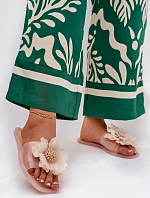 Průhledné Ploché Dámské Pantofle Se Syntetickým Květinou Nuda Vobetta