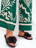 Průhledné Ploché Pantofle Dámské Se Umělou Květinou Černé Vobetta