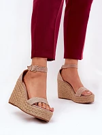 Dámské Sandály Na Klínu S Pletením Khaki Adelio