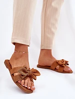 Ploché Dámské Pantofle S Mašlí Camel Tobin