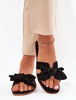 Ploché Dámské Pantofle S Mašlí Černé Tobin