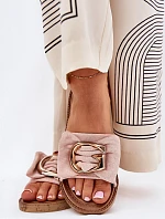 Plněné Dámské Sandály S Ozdobným Detalem Růžové Nellodra