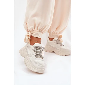 Dámské tenisky na platformě s ozdobným šněrováním béžové Evalianne