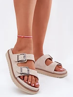 Dámské Semišové Pantofle S Přezkami Béžové D.Franklin DFSH405001