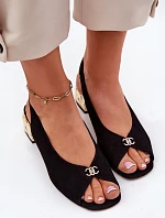 Semišové Elegantní Dámské Sandály CheBello 4724 Černé