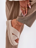 Dámské Pantofle Na Platformě S Proplétajícími Se Pásky Béžové Rinasara