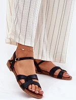 Ploché Lesklé Dámské Sandály S.Barski KV51-022 Černé