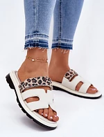 Dámské Kožené Pantofle S Suchým Zipem Leopard Vinceza 66769 Světle Béžové