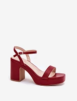 Eko kožené sandály na podpatku bordové Lillita