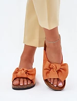 Dámské Pantofle Na Korek S Mašlí Oranžové Seressa