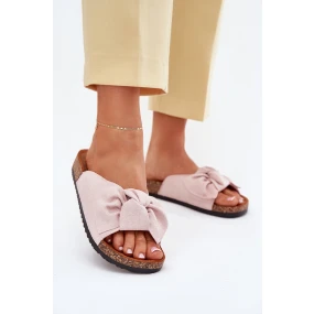 Dámské sandály na korkové podrážce s mašlí světle růžové Seressa Dámské sandály na korkové podrážce s mašlí světle růžové Seressa