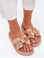 Dámské Pantofle S Mašlí A Zlatou Broží Černé Lynara