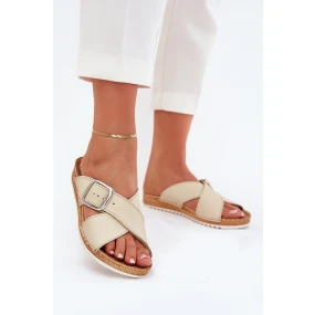 Dámské Kožené Sandály S Přezkou Béžové Inblu VO0004GU
